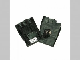 textilno - kožené rukavice " bez prstov " čierne, materiál 50%koža, 50%bavlna, vhodné na motorku, bike, posilňovanie...